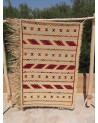 Tapis en feuille de palmier brodé laine motif berbère | Marrakech deco