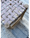 Petit tabouret en bois assise cuir, artisanat Maroc | Marrakech deco