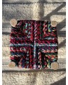 Petit tabouret en bois tissu multicolore, artisanat | Marrakech deco