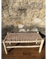 Banc marocain en bois et cuir. Fabrication artisanale | Marrakech deco