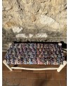 Banc artisanal marocain en bois et tissu blanc | Marrakech deco