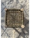 Petit tabouret en bois et doum tressage carré artisanat|Marrakech deco