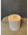 Bougie blanche 2 mèches en poterie brut naturelle et parfumée | MarrakechDeco
