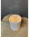 Bougie blanche 2 mèches en poterie brut naturelle et parfumée | MarrakechDeco