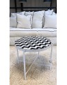 Table basse zellige black & white pietement fer forgé| Marrakech deco