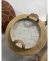 Plateau design et décoratif en zelliges blanc et anses cuir |MarrakechDéco