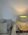 Lampe à poser en feuilles de palmier à franges |MarrakechDeco
