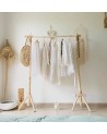 Portant à vêtements en bois et cuir, artisanat Maroc | Marrakech deco