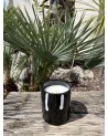 Bougie émaillée noire avec trait blanc fabriquée artisanalement | Marrakech Deco