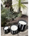 Bougie émaillée noire avec trait blanc fabriquée artisanalement | Marrakech Deco