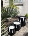 Bougie émaillée noire avec trait blanc fabriquée artisanalement | Marrakech Deco