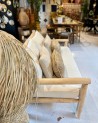 Banquette en bois d'eucalyptus avec dossier |MarrakechDeco