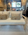 Banquette en bois d'eucalyptus avec dossier |MarrakechDeco