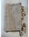 Plaid ou couverture à pompons couleur beige 200x300 | MarrakechDeco