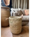 Panière en feuilles de palmier & anses cuir