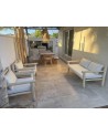 Banquette en bois d'eucalyptus avec dossier |MarrakechDeco
