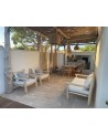 Banquette en bois d'eucalyptus avec dossier |MarrakechDeco