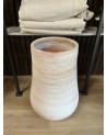 Jarre en terre cuite striée blanchie fabrication artisanale |MarrakechDeco