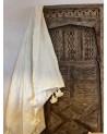Couvre lit en laine vierge naturelle blanche pompon | Marrakech deco