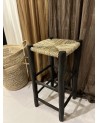 Tabouret de bar en bois  peint en noir et doum. Artisanat Maroc | Marrakech deco