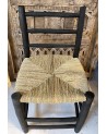 Chaise en bois et doum couleur noir. Artisanat Maroc | Marrakech deco