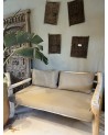 Banquette en bois d'eucalyptus avec dossier |MarrakechDeco